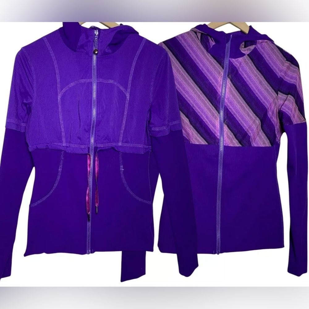 Women’s Lululemon Reversible Full Zip Purple Hooded Athletic Studio Jacket Sz 6